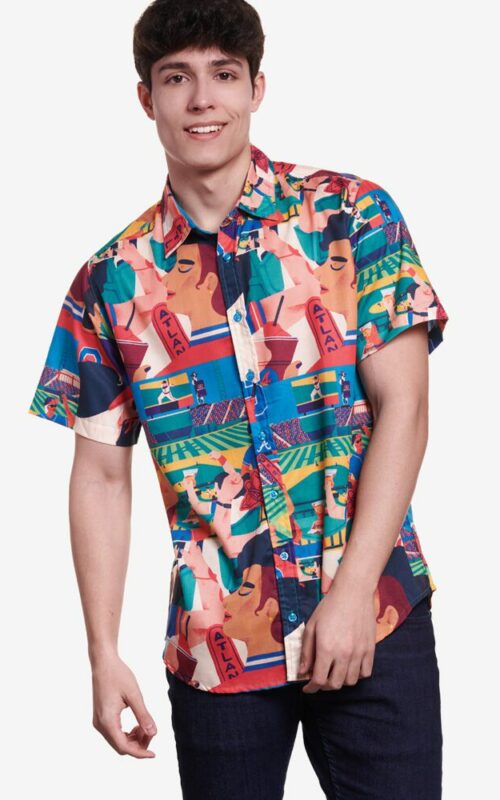 camisa de manga corta con estampado colorido