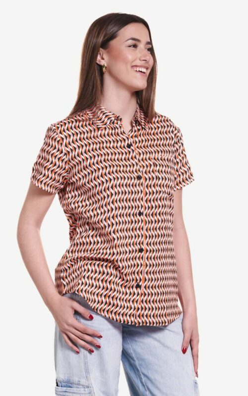 Camisa con estampada geometrico para mujer de manga corta