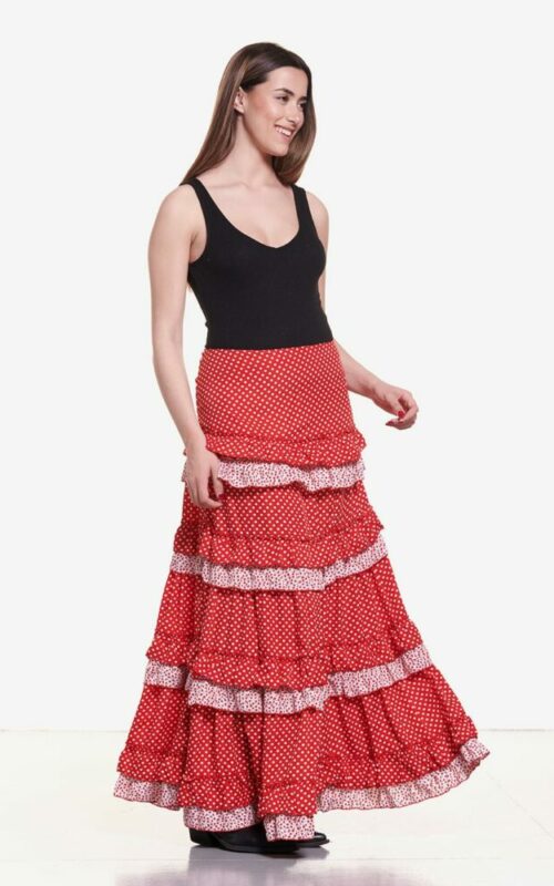 Falda de flamenca roja con lunares